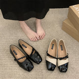 Mary Jane Shoes Women's Shoes 2024 Spring And Autumn New Bowknot Square Head Shallow Mouth Soft Flat Sole Single