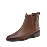 Breakj New Soft Skin And Ankle Boots Flat And Bare Boots Round Heel Chelsea