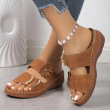 Women Wedges Sandals Premium Orthopedic Open Toe Sandals Vintage Anti-slip Leather Casual Female Platform Retro