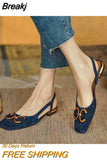 New Summer Fashion Women's Sandals Square Toe Flat Shoes Personality Metal Decoration Women Casual Shoes Everyday