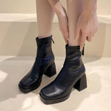 heels Boots Women Double Platform Fashion High Quality Luxury Women's Shoes beige High Heels Zip Brand boots women