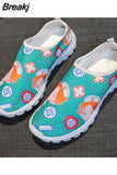 Flat Shoes Women Print Breathable Sneakers Slip-on Light Non-slip Flats Ladies Soft Bottom Loafer Casual Sports