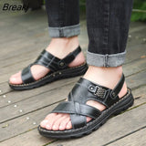 Men Leather Sandals Classic Mens Shoes Beach Slippers Soft Sandals Male Roman Sandal Comfortable Outdoor Walking