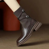 New Women's Chelsea Boots Vintage Ladies Platform Shoes Chunky Heel Stretch Sock Ankle Boots for Women Botines