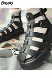 Chunky Heels Sandals 2023 Spring Summer Shoes Gothic Style Cool Fashion Walking Comfy Office Lady Woman Shoes