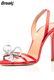 Butterfly Knot Sandals Woman Summer 2023 Back Strap Slingback Ladies Stiletto High Heel Dance Shoes Sexy Women