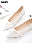 for Woman 2023 with Heel White Women's Summer Footwear Pointed Toe Flats Flat Pearl E Free Shipping Offer Spring Stylish