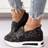 Casual Shoes Woman Summer 2023 white blue Mesh Vulcanized Shoes Rubber Sole Slip on Comfortable Female Shallow Sneakers