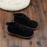 Retro Short Boots Japanese Thick-Sole Students Doll Shoes Mori Round Head Lace-Up Ankle Boots College Wind Womens