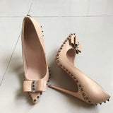 brand 12cm high heels pointed toe sexy shallow women's shoes with rivet party evening shoes MD034
