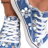Women's Shoes Fashion Flower Canvas Shoes Women Lace-up Flats Shoes Platform Casual Shoes Women Loafers Zapatos