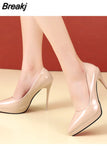 Pointed Stiletto High Heels Shoes Sexy Shallow Mouth Single Shoes Plus Size 35-45 Women's Work Dress Shoes High Heel