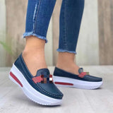 Breakj Autumn 2023 Thick Bottom Round Head Solid Color Female 40-43PU Light-Mouthed Women's Flat-Soled Single