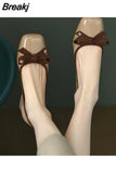 for Women 2023 Square Heels Ladies Summer Footwear Japanese Style Lolita with Medium Mary Jane Normal Leather Casual Toe