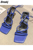 Sandals Female Shoe Espadrilles Platform High Heels Open Toe Cross All-Match Cross-Shoes New Girls Stiletto Lacquered