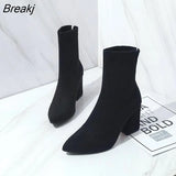 and winter new women's comfortable shallow mouth pointed boots women's zipper simple sweet wild boots