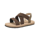 Breakj Women 2024 Summer New Flat Students Rome Sandals Women Round Head Breathable Soft Bottom Beach Sandals