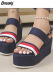 Womens Flat Sandals Summer Open Toe Wedge Plus Size 43 Women's Back Strap Comfort Casual Women's Sandals Sandalias De