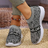 Women's Lightweight Casual Walking Shoes Fashion Striped Knitted Platform Sneakers Women Slip-On Breathable Mesh Flats Plus