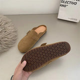 Spring Women's Closed Toe Slippers Cow Suede Leather Clogs Sandals For Women Retro Fashion Garden Mule Clog Slides