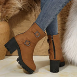 New Autumn And Winter New British Style Fashion Boots Belt Buckle Fashion High-Heeled Thick Match