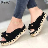 New Summer Womens Sandals Bow-Knot Casual Women Slippers Platform Comfortable Slides Slip-On Outdoor Sports Casual