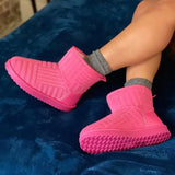 New Women's Design Brand Thick Sole Plus Velvet Flat Snow Boots Warm Towel Short Boots Non-slip Cotton Shoes Large Size