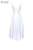 Summer Pure Color Bodycon Midi Dress Office Ladies Slim French Elegant Dress Casual Sleeveless Korean Style Dress