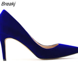 Classic Sexy Pointed Toe 8cm Mid High Heels Women Pumps Faux Suede Party Dress Wedding Shoes Big Size 10
