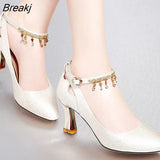 Wedding Bridal Shoes for Women Autumn Round Toe Block Heels Rhinestone Pearl Platform High Quality Pumps Woman's