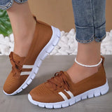Striped Knitted Flats Shoes Women Breathable Mesh Non Slip Loafers Shoes Woman Comfortable Shallow Walking Shoes