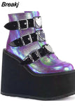 Women Buckle Ankle Boots 2023 Winter Platform Shoes Women High Heel Boots Size 43 Women Boots metal decoration Botas De