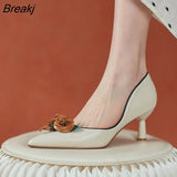 New Spring Autumn High Heels Women's Pointed Toe Women's Shoes Retro Shallow Flower Stiletto Women's Single