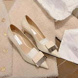 Heels Women Shoes 2023 Spring Pumps Slip On Bling Bling Pointed Wedge Latest Shallow Mouth Sandals Ladies All-Match