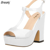 Women Platform Pumps Peep Toe High Heel Shoes Ladies Wedges Sandals Patent Leather Party Wedding