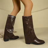 Breakj Pointed Thick And Folded Fashion Boots Femininity Maillard Comfortable Sleeves Thin Women's