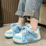 Women's Platform Vulcanized Shoes 2024 Spring Colorful Kawaii Casual Shoes Women's Board Shoes Round Toe Lace-up