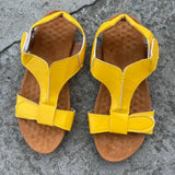 Breakj Summer Large Size Lady Flat Foot Bow Magic Sticker Casual Beach