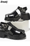 Chunky Heels Sandals 2023 Spring Summer Shoes Gothic Style Cool Fashion Walking Comfy Office Lady Woman Shoes
