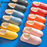 Winter Cotton Slippers Waterproof Female Home Warm Women Shoes Indoor Outdoor Boots Leather Soft Bread Home Cotton