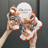 Breakj Flower Slope With Water Diamond Sandals Female 2023 Summer New Korean Version High Heel Platform Casual Match Roman