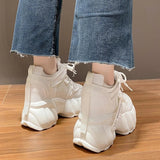 Black Chunky Sneakers for Women 2023 Spring Hidden Heels Platform Sports Shoes Woman Thick Sole Breathable Casual