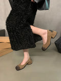 Thick Heel Black Square Head Temperament Single Women's Shoes 2024 New Retro Shallow Mouth Evening Style High