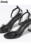 High Heeled Women Sandals 2023 New Fashion Spring Summer Simply Sandals Shoes European Style Fashion Buckle Strap