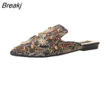 Luxury Women Mules Ladies Summer Chinese Slippers Women Shoes 2021 New Low Heels Flat Casual Shoes Woman Flip