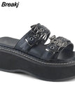 Design Gothic Style Vampire Cosplay Platform Wedges Woman Shoes Sandals Summer Cosy Fashion Women Shoes Slipper