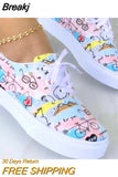 Print Women Shoes Spring Plaid Lace-Up Sneakers Print Fashion Canvas Sneakers Light Size 43 Walking Vulcanized