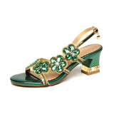 Women's Sandals 2024 New High-Heeled White Crystal Wedding Shoes With Diamond Cheongsam Open Toe Bohemiaro Size