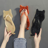 Flops Women Designer Summer Beach Women Cat Shape Girls Lovely Non-slip Thick Heel Sandals Cute Outdoor Slippers