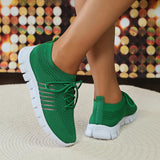 Lightweight Soft Sole Sneakers for Women Autumn Green Breathable Mesh Flats Woman Comfort Slip On Running Shoes